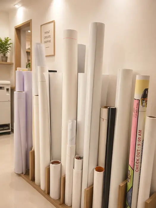 Large format printing media rolls for banners and vinyl printing